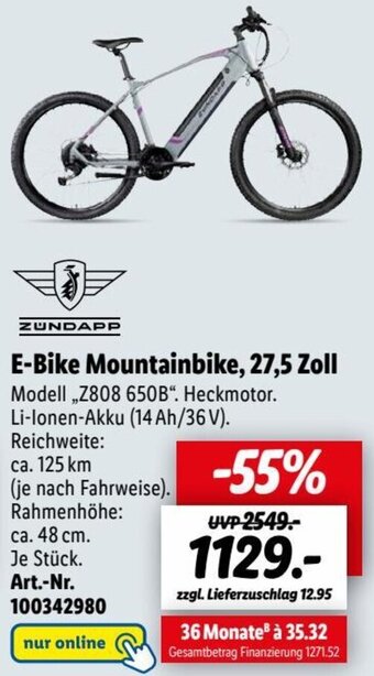 Lidl ZUNDAPP E-Bike Mountainbike, 27,5 Zoll Angebot
