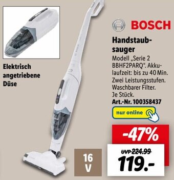 Lidl BOSCH Handstaubsauger Serie 2 BBHF2PARQ Angebot