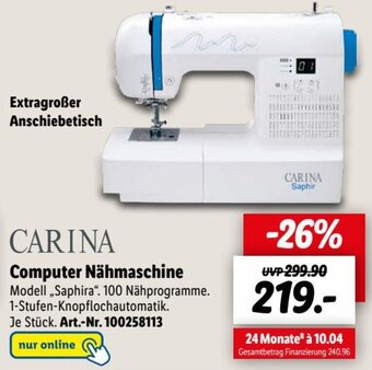 Lidl CARINA Computer Nähmaschine Angebot