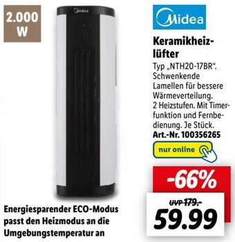 Lidl Midea Keramikheizlüfter NTH20-17BR Angebot