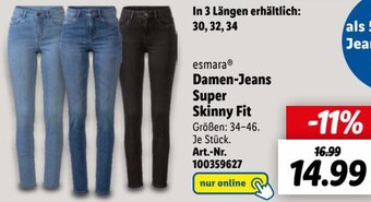 Lidl esmara Damen-Jeans Super Skinny Fit Angebot