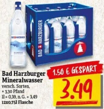 NP Discount Bad Harzburger Mineralwasser 12x0,75 L Flasche Angebot