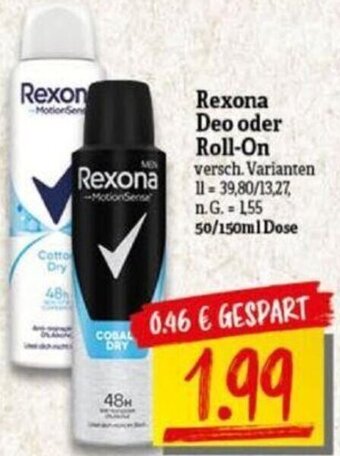 NP Discount Rexona Deo oder Roll-On 50/150ml Dose Angebot