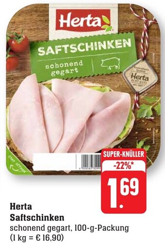 nah & gut Herta Saftschinken 100 g Packung Angebot