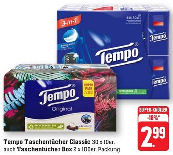 nah & gut Tempo Taschentücher Classic 30 x 10er, auch Taschentücher Box 2 x 100er Angebot