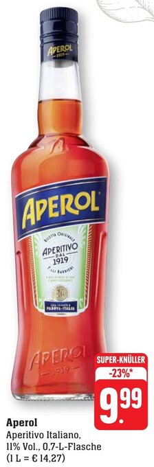 nah & gut Aperol Aperitivo 0,7 L Flasche Angebot