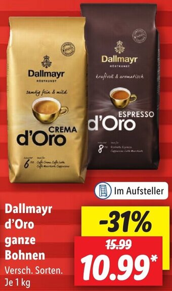 Lidl Dallmayr d'Oro ganze Bohnen 1 kg Angebot