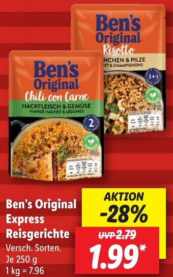 Lidl Ben's Original Express Reisgerichte 250 g Angebot