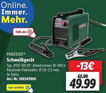 Lidl PARKSIDE Schweißgerät PISG 100 A1 Angebot