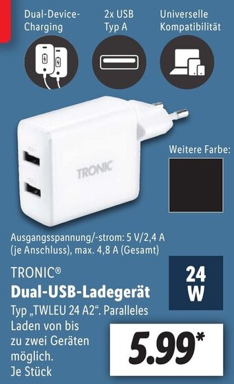 Lidl TRONIC Dual-USB-Ladegerät Angebot