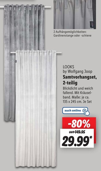 Lidl LOOKS by Wolfgang Joop Samtvorhangset, 2-teilig Angebot