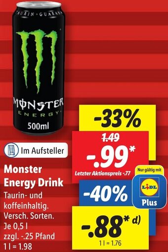Lidl Monster Energy Drink 0,5 L Angebot