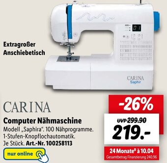 Lidl CARINA Computer Nähmaschine Angebot