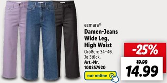 Lidl esmara Damen-Jeans Wide Leg, High Waist Angebot