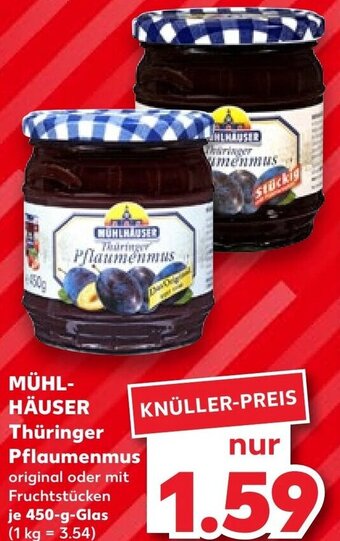Kaufland MÜHLHÄUSER Thüringer Pflaumenmus 450 g Glas Angebot