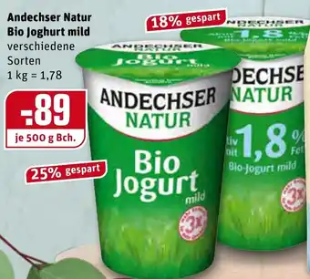 REWE Andechser Natur Bio Joghurt, mild 500g Becher Angebot