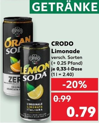 Kaufland CRODO Limonade 0,33 L Dose Angebot