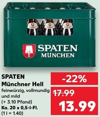 Kaufland SPATEN Münchner Hell Ka. 20x0,5 L-Fl. Angebot