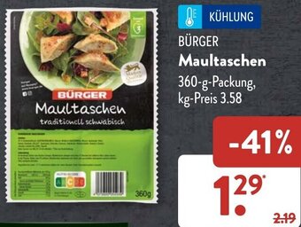 Aldi Süd BÜRGER Maultaschen 360 g Packung Angebot