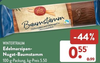 Aldi Süd WINTERTRAUM Edelmarzipan Nugat-Baumstamm 100 g Packung Angebot