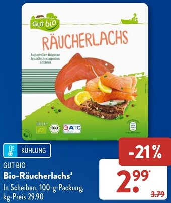 Aldi Süd GUT BIO Bio-Räucherlachs 100 g Packung Angebot