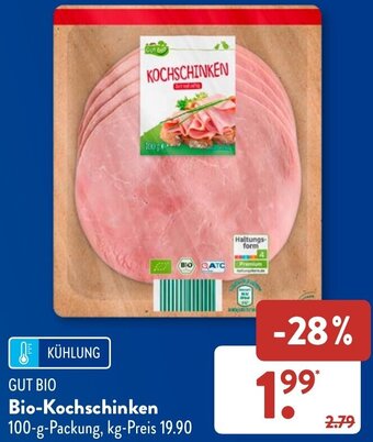 Aldi Süd GUT BIO Bio-Kochschinken 100 g Packung Angebot