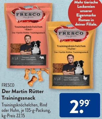 Aldi Süd FRESCO Der Martin Rütter Trainingssnack 135 g Packung Angebot