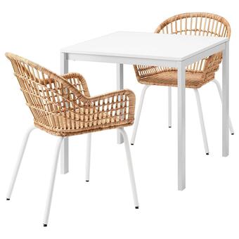 IKEA Melltorp / nilsove tisch und 2 stühle weiß rattan/weiß Angebot