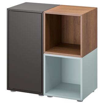 IKEA Eket schrankkombination/füße dunkelgrau/nussbaumnachbildung hell graublau Angebot