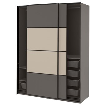IKEA Pax / mehamn kleiderschrank doppelseitig dunkelgrau/beige 150x66x201 cm Angebot