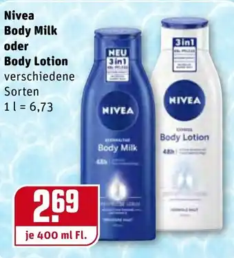 REWE Nivea Body Milk oder Body Lotion 400ml Angebot