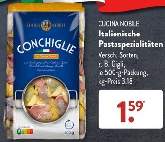 Aldi Süd CUCINA NOBILE Italienische Pastaspezialitäten 500 g Packung Angebot