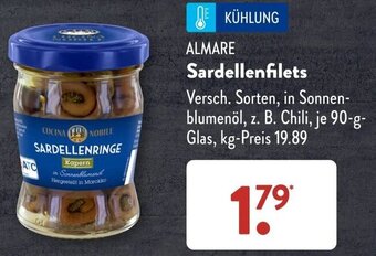 Aldi Süd ALMARE Sardellenfilets 90 g Glas Angebot