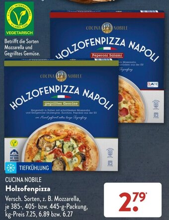 Aldi Süd CUCINA NOBILE Holzofenpizza 385/405/445 g Packung Angebot