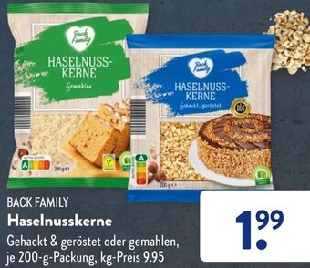 Aldi Süd BACK FAMILY Haselnusskerne 200 g Packung Angebot