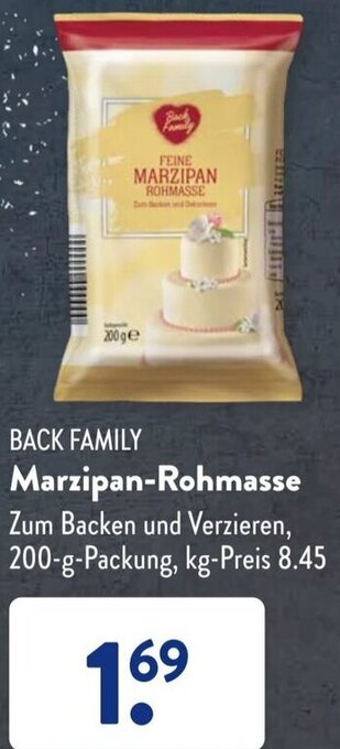 Aldi Süd BACK FAMILY Marzipan-Rohmasse 200 g Packung Angebot