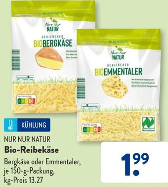 Aldi Süd NUR NUR NATUR Bio-Reibekäse 150 g Packung Angebot