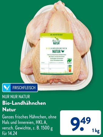Aldi Süd NUR NUR NATUR Bio-Landhähnchen Natur 1 kg Angebot