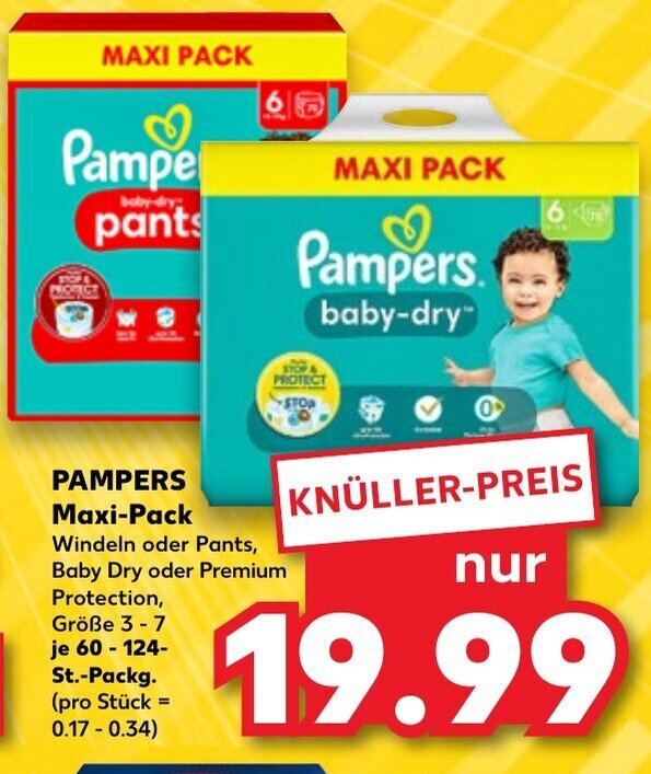 PAMPERS MaxiPack 60 124St.Packg. Angebot bei Kaufland
