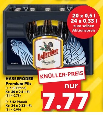 Kaufland HASSERÖDER Premium Pils Ka. 20 x 0,5 l Fl. Angebot