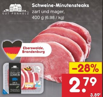 Netto Marken-Discount GUT PONHOLZ Schweine-Minutensteaks 400 g Angebot