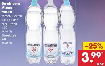 Netto Marken-Discount Gerolsteiner Mineralwasser 6 x 1,5 Liter Angebot