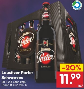 Netto Marken-Discount Lausitzer Porter Schwarzes 20 x 0,5 Liter Angebot