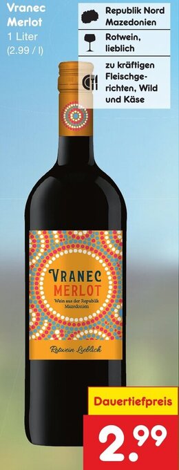 Netto Marken-Discount Vranec Merlot 1 Liter Angebot