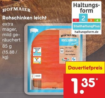 Netto Marken-Discount HOFMAIER Rohschinken leicht 85 g Angebot