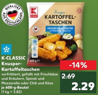 Kaufland K-CLASSIC Knusper Kartoffeltaschen 600 g Beutel Angebot