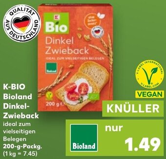 Kaufland K-BIO Bioland Dinkel-Zwieback 200 g Packg. Angebot