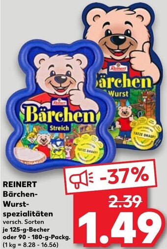 Kaufland REINERT Bärchen Wurstspezialitäten 125 g Becher oder 90-180 g Packg. Angebot