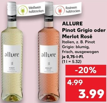 Kaufland ALLURE Pinot Grigio oder Merlot Rosé 0,75 L-Fl. Angebot