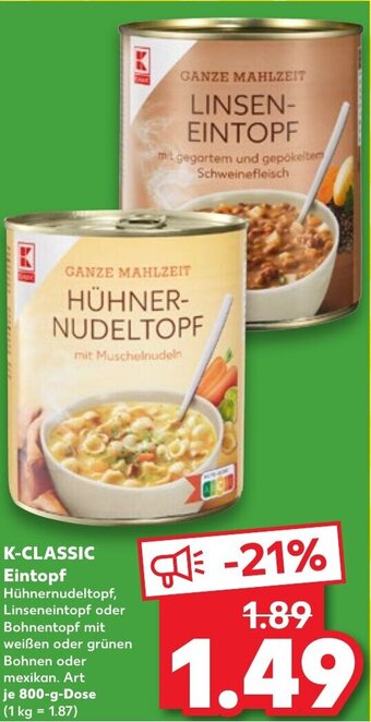 Kaufland K-CLASSIC Eintopf 800 g Dose Angebot